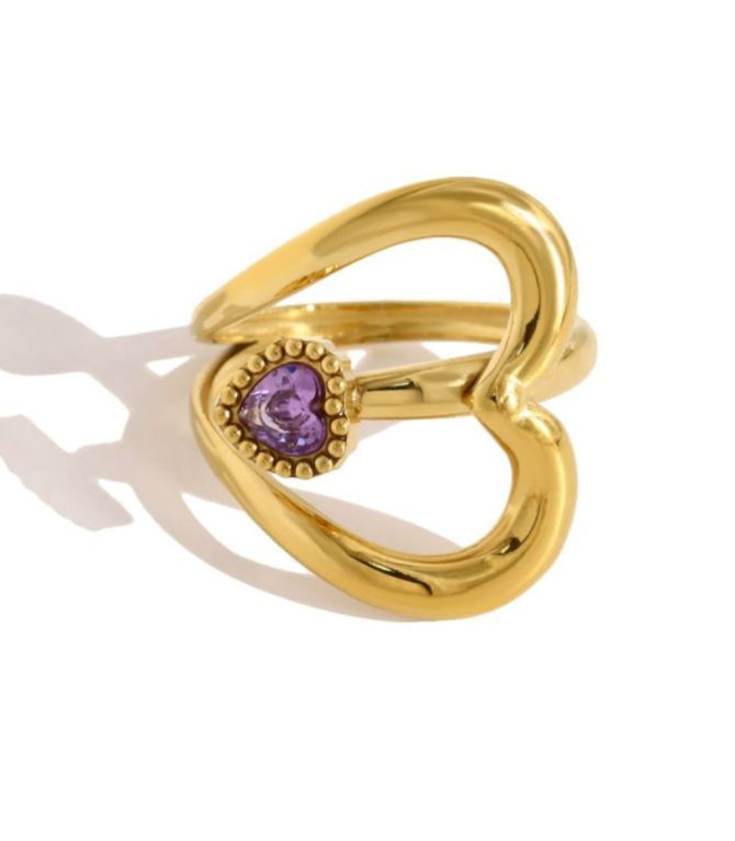 Anillo corazón con zirconia