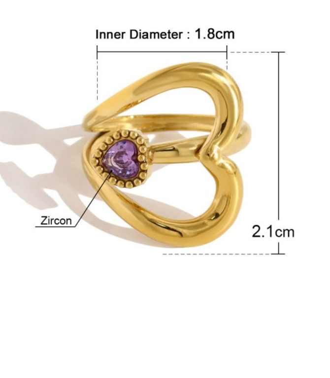 Anillo corazón con zirconia
