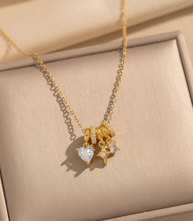 Collar diamond star heart