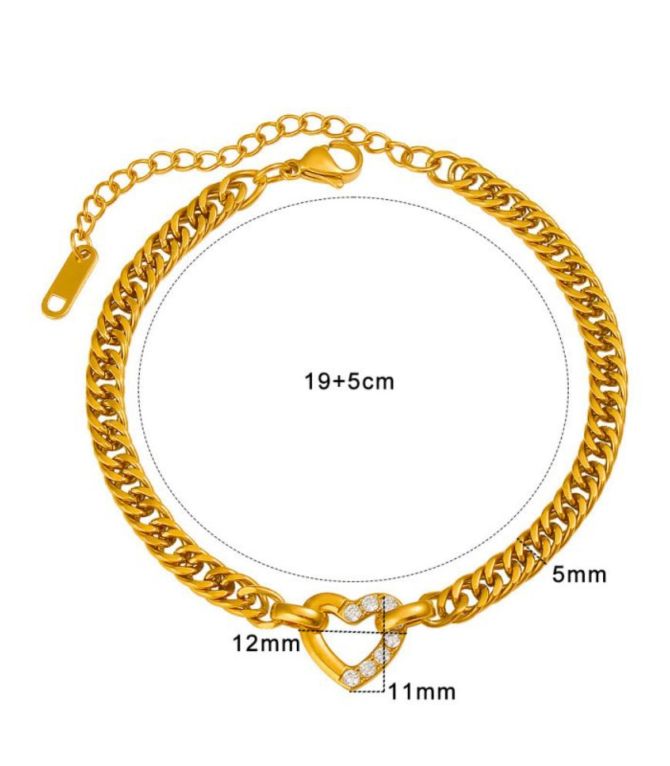 Brazalete corazón con zirconias