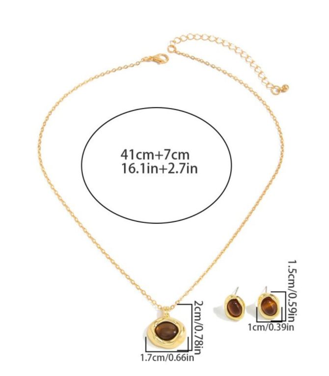 Collar set piedra ojo de tigre