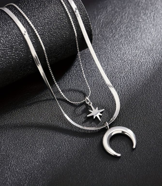 Collar doble star moon hombre