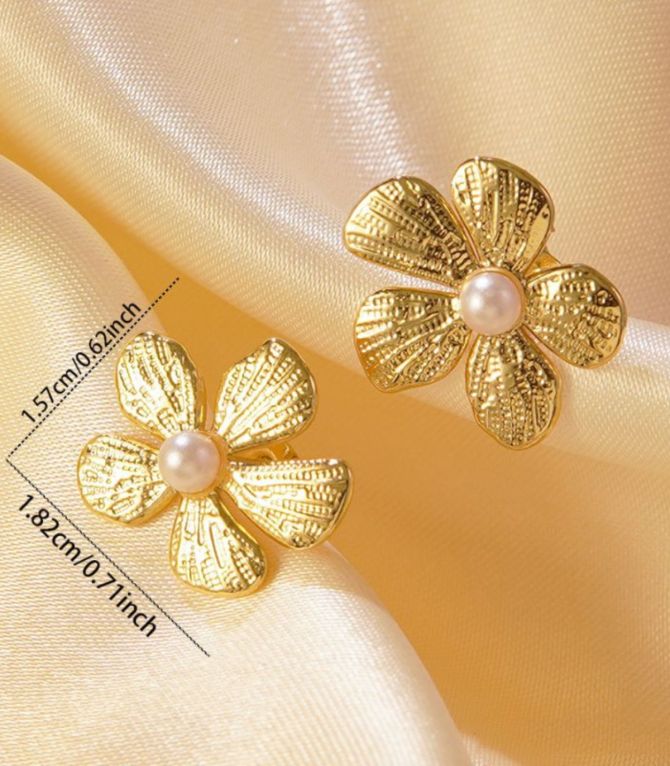 Aretes flor con perla