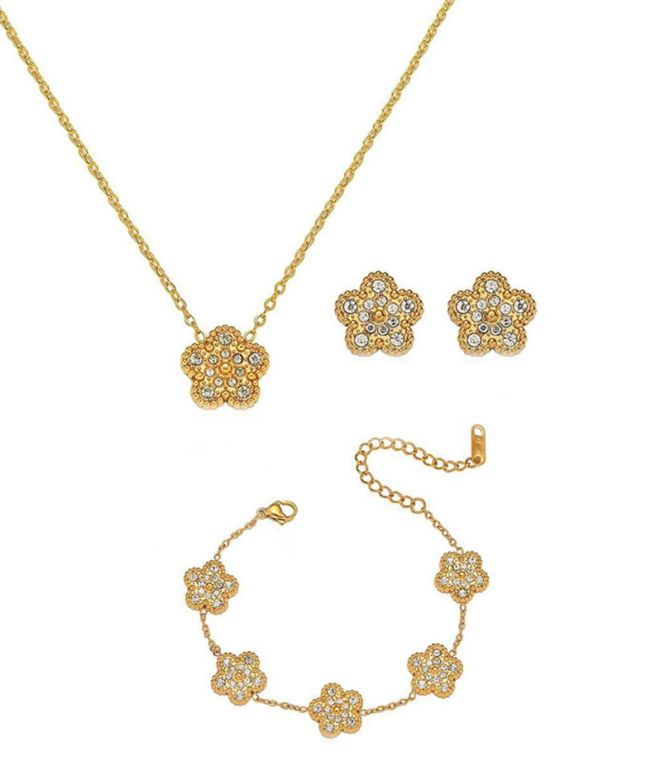 Set gold diamond clover