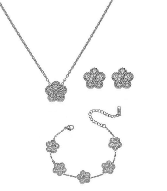Set silver diamond clover