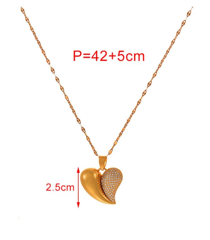 Collar dorado corazón con zirconias