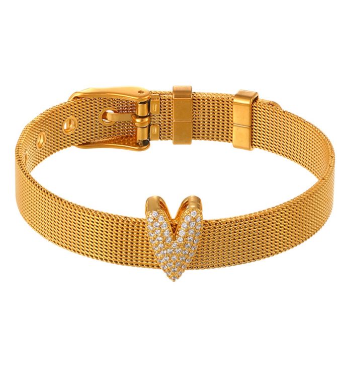 Brazalete corazón con zirconias