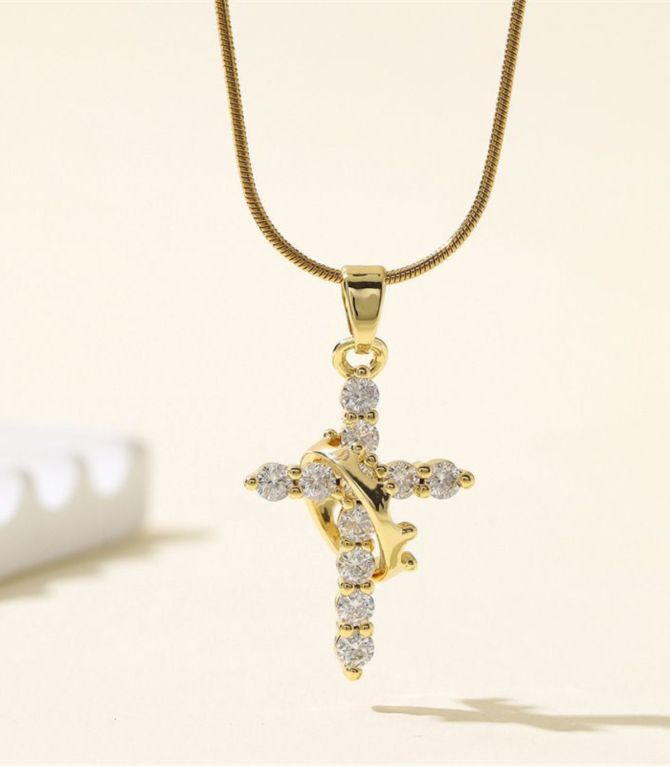 Collar diamond encrusted cross