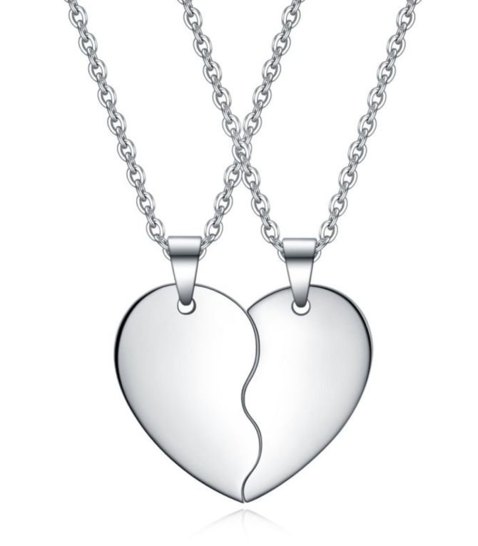 Collar doble corazón partido