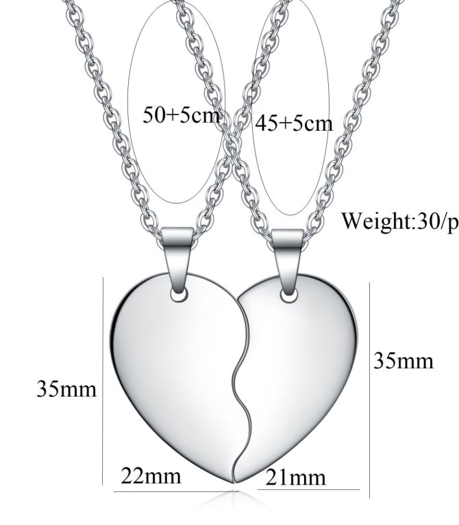 Collar doble corazón partido