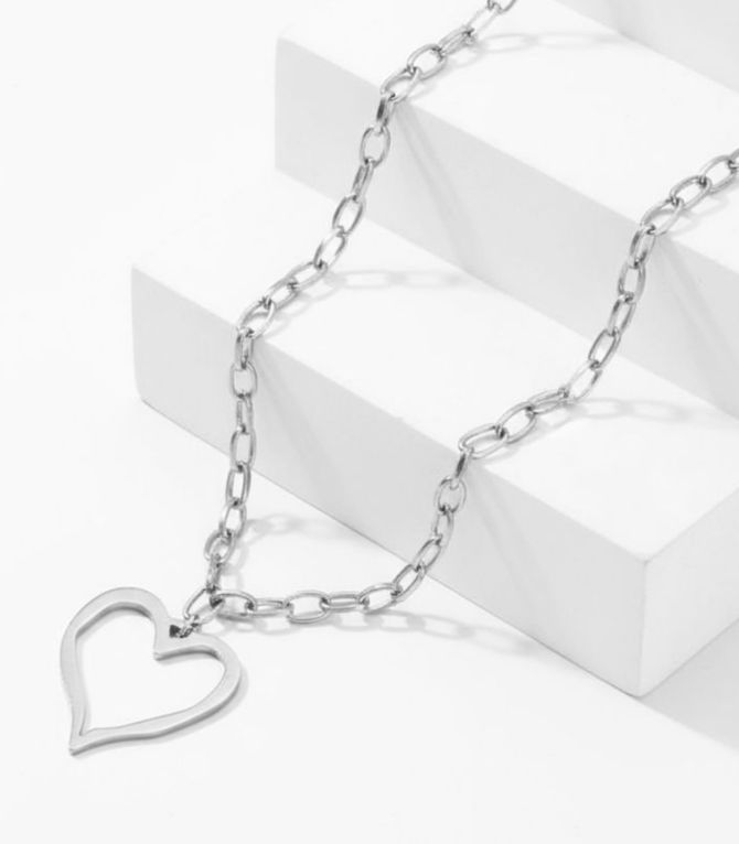 Collar silver openwork hear