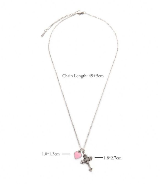 Collar cruz corazón rosa