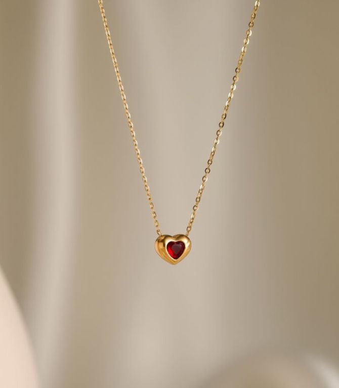 Collar heart diamond red