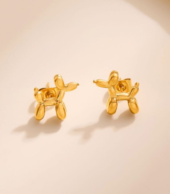 Aretes gold balloon dog