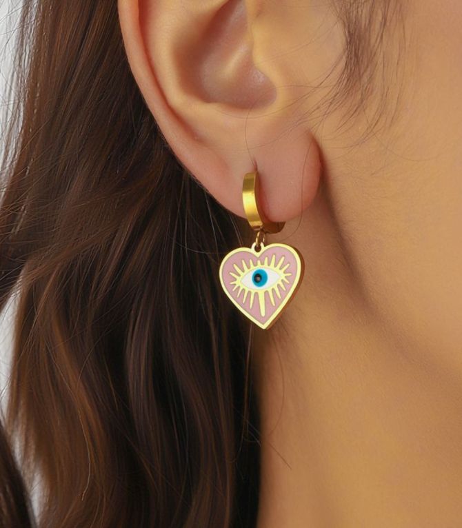 Aretes corazón ojo turco