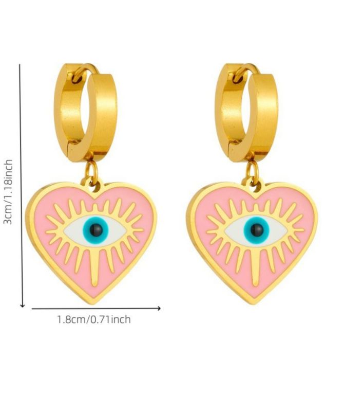 Aretes corazón ojo turco