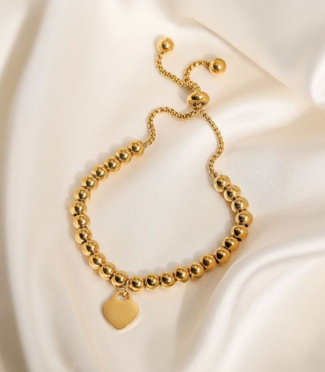 Brazalete gold heart beaded