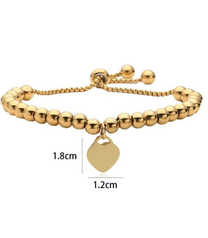 Brazalete gold heart beaded