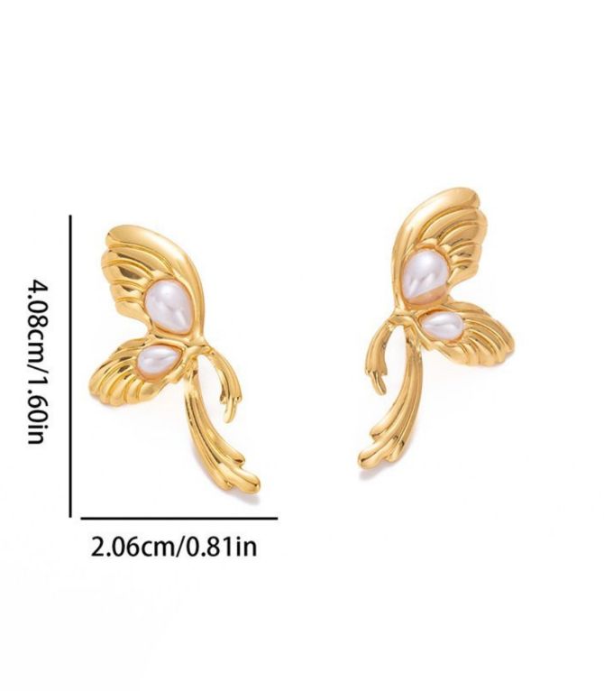 Aretes mariposas con perlas