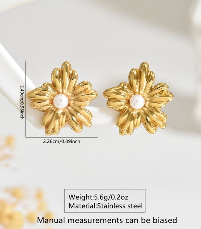 Aretes flor perla