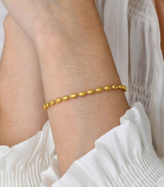 Brazalete gold rice bead 5mm