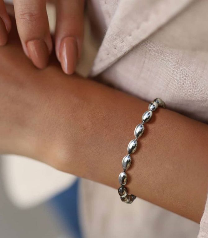 Brazalete silver rice bead 5mm