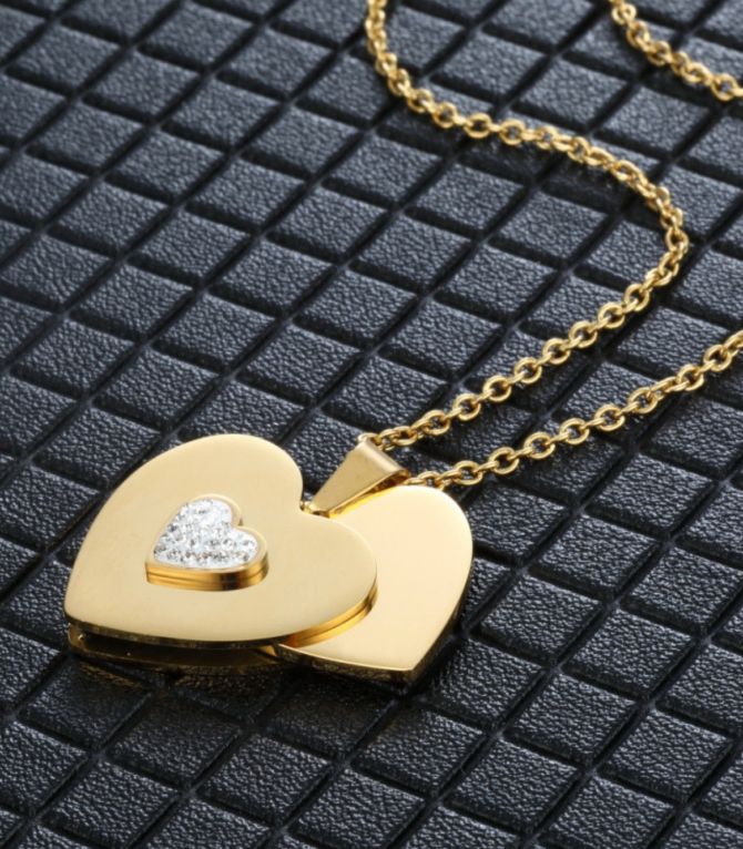 Collar dorado corazón con zirconias