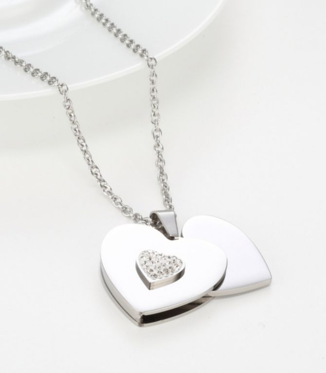 Collar plata corazón con zirconias