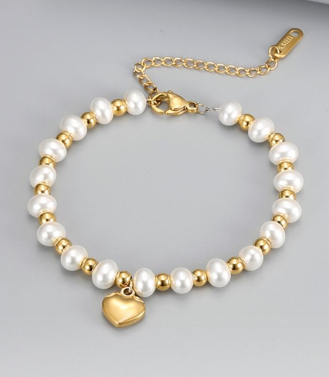 Brazalete perlas con corazón