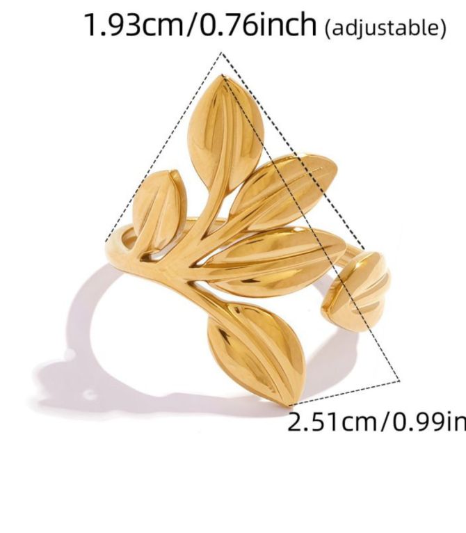 Anillo hojas dorado