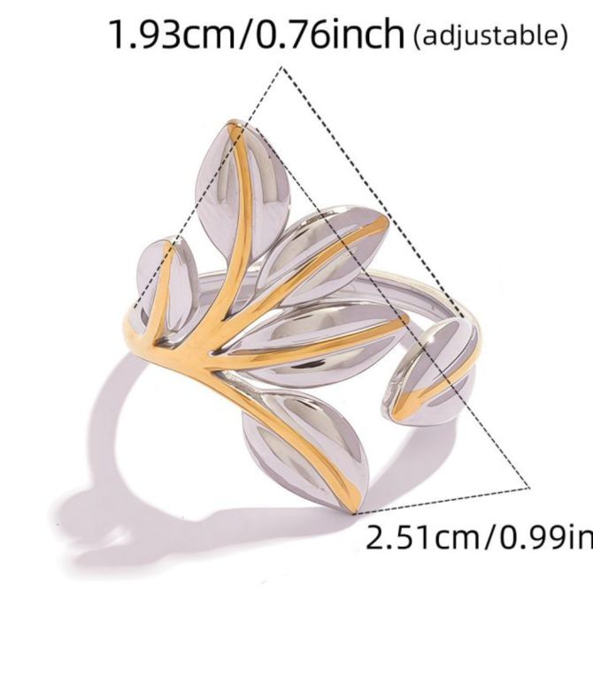 Anillo hojas bicolor