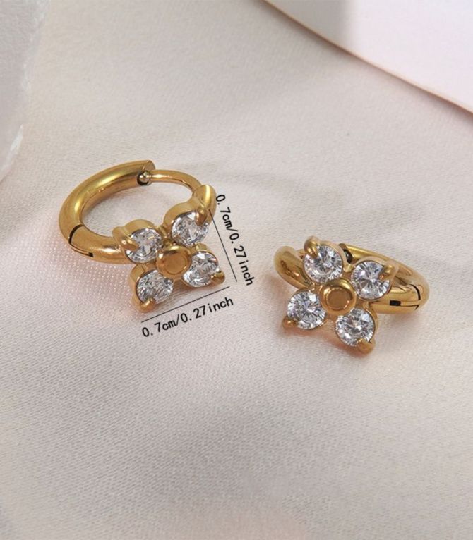 Aretes flor con zirconias