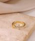 Anillo cruz y corazon dorado