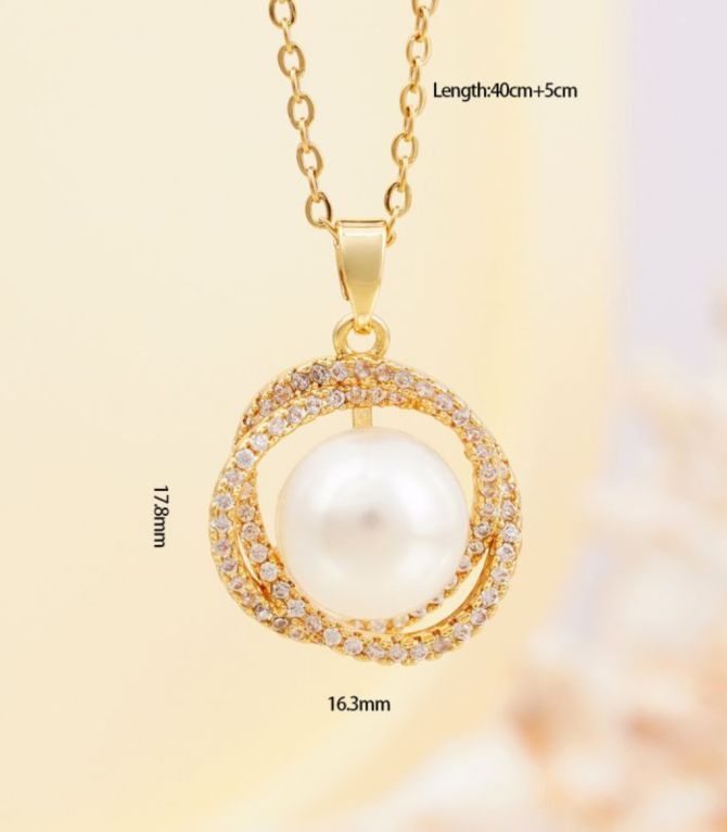 Collar gold diamond pearl round