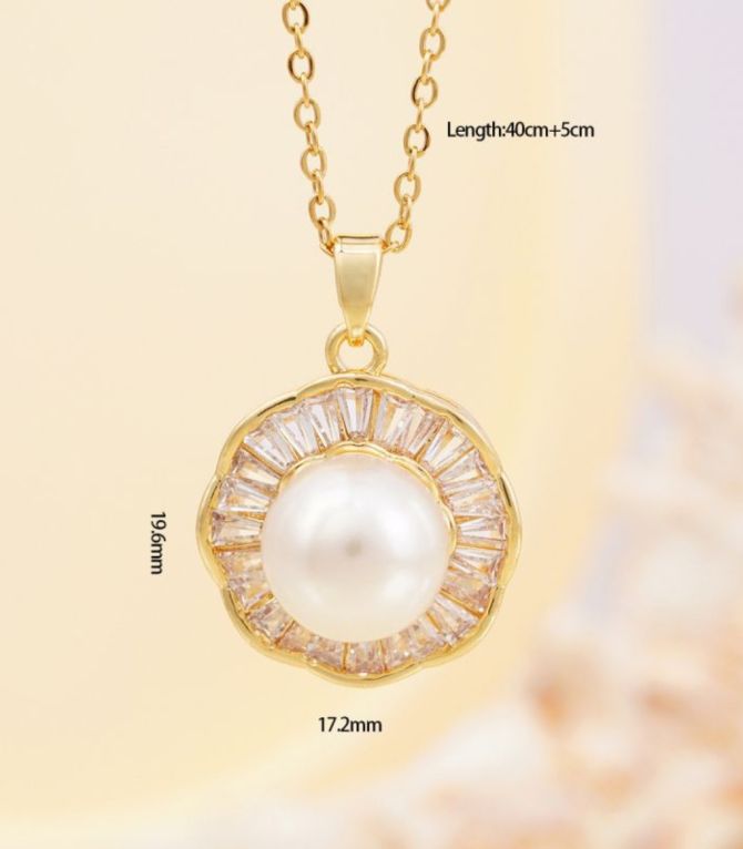 Collar gold diamond pearl