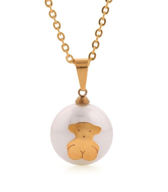 Collar perla oso dorado