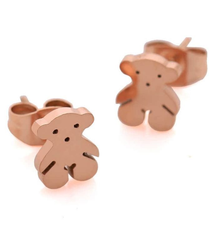 Aretes oso oro rosado