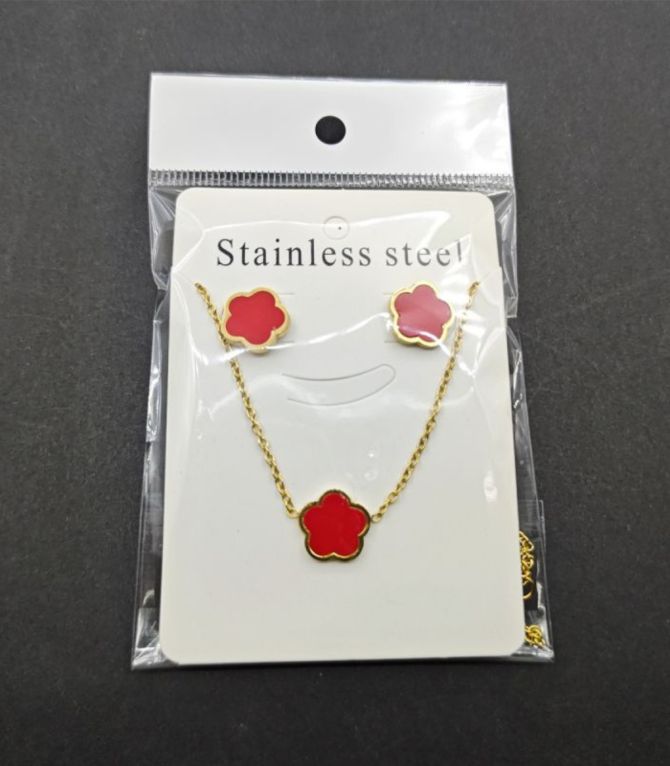 Collar set flower red