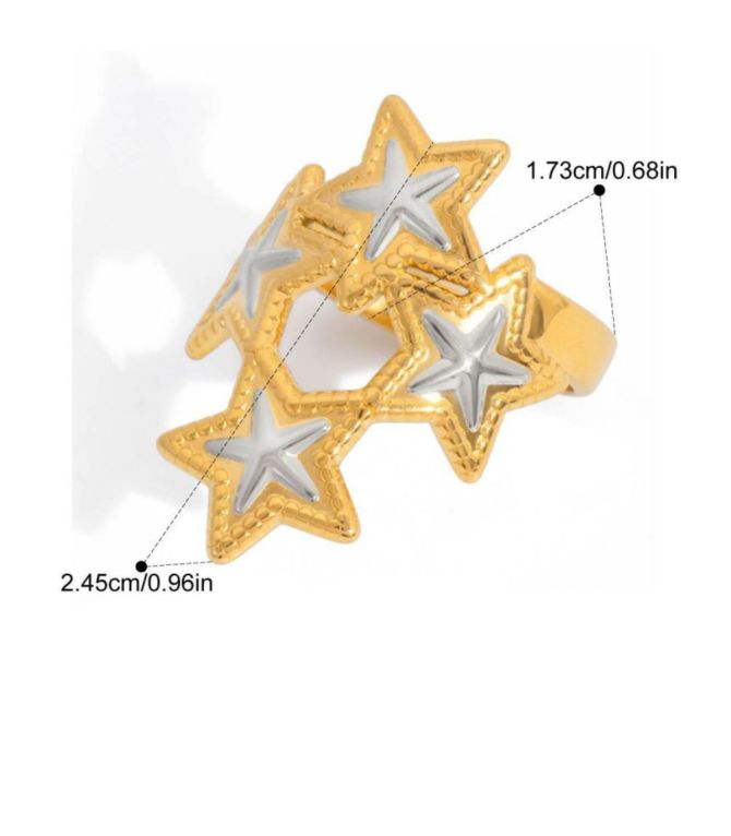 Anillo estrellas bicolor