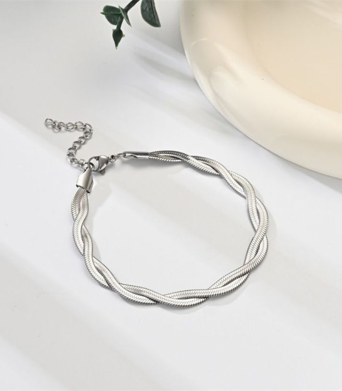 Brazalete plata tejido