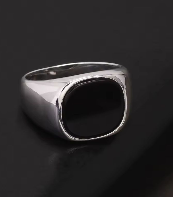 Anillo plata y negro 5