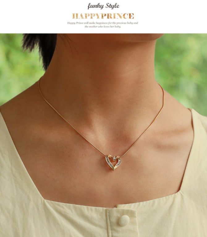 Collar gold diamond heart