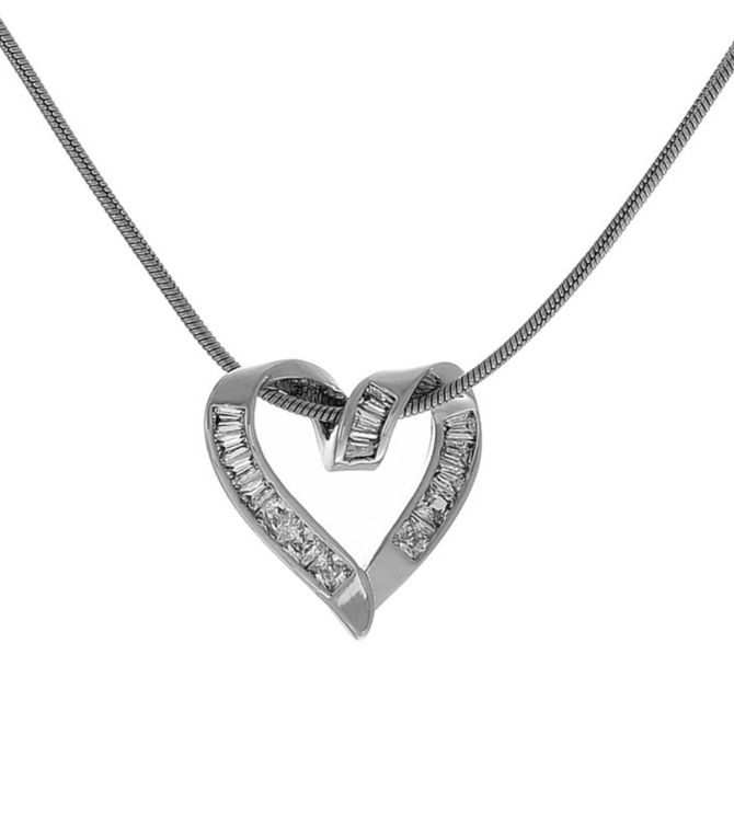 Collar silver diamond heart