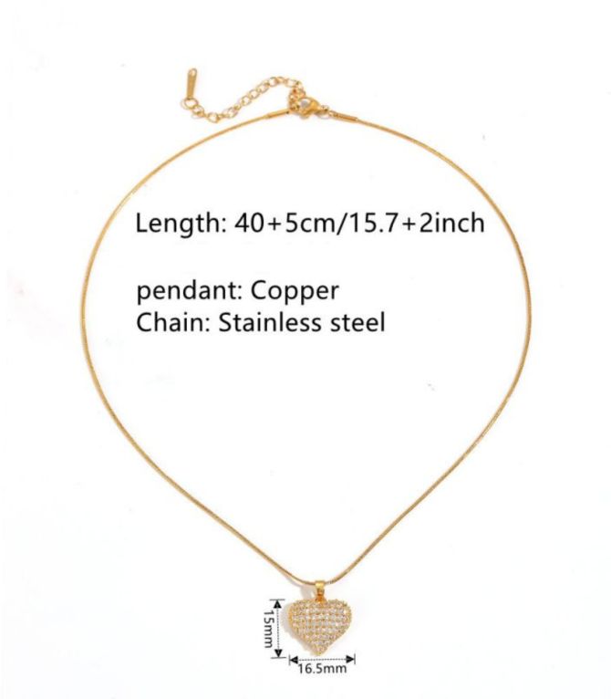 Collar gold diamond heart