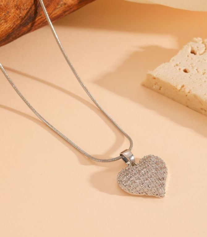 Collar silver diamond heart