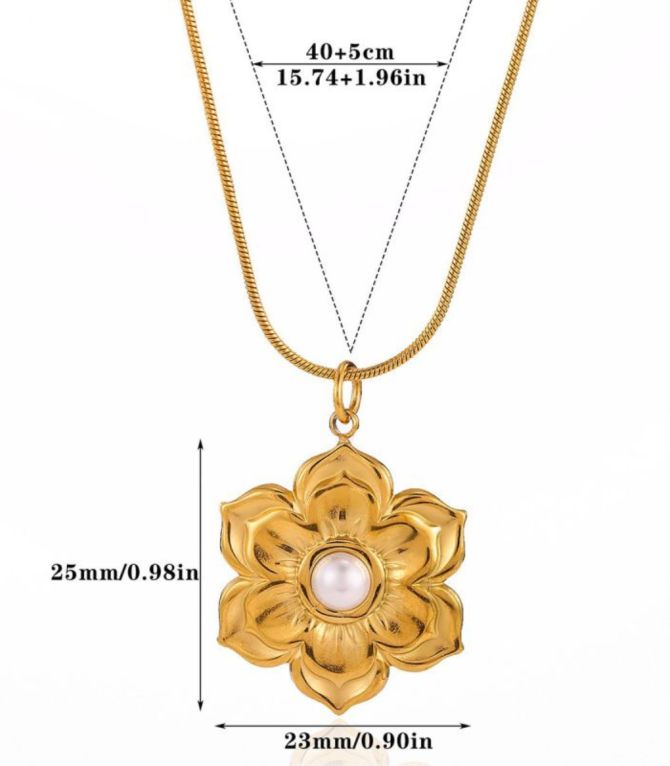 Collar flor con perla