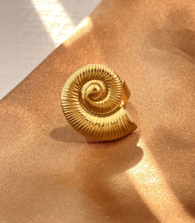 Anillo dorado concha