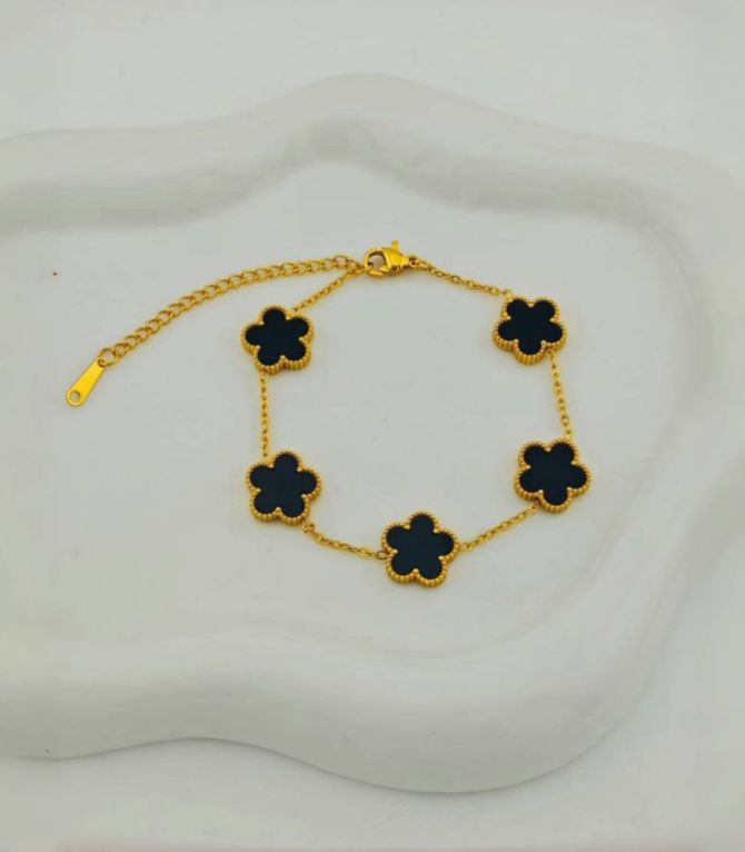 Brazalete flores negro