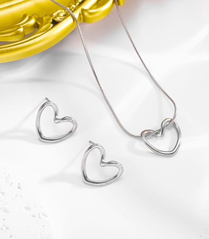 Collar y aretes set plata