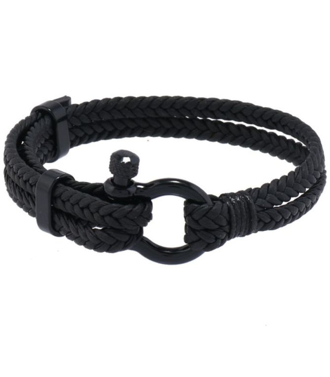 Brazalete black horseshoe buckle